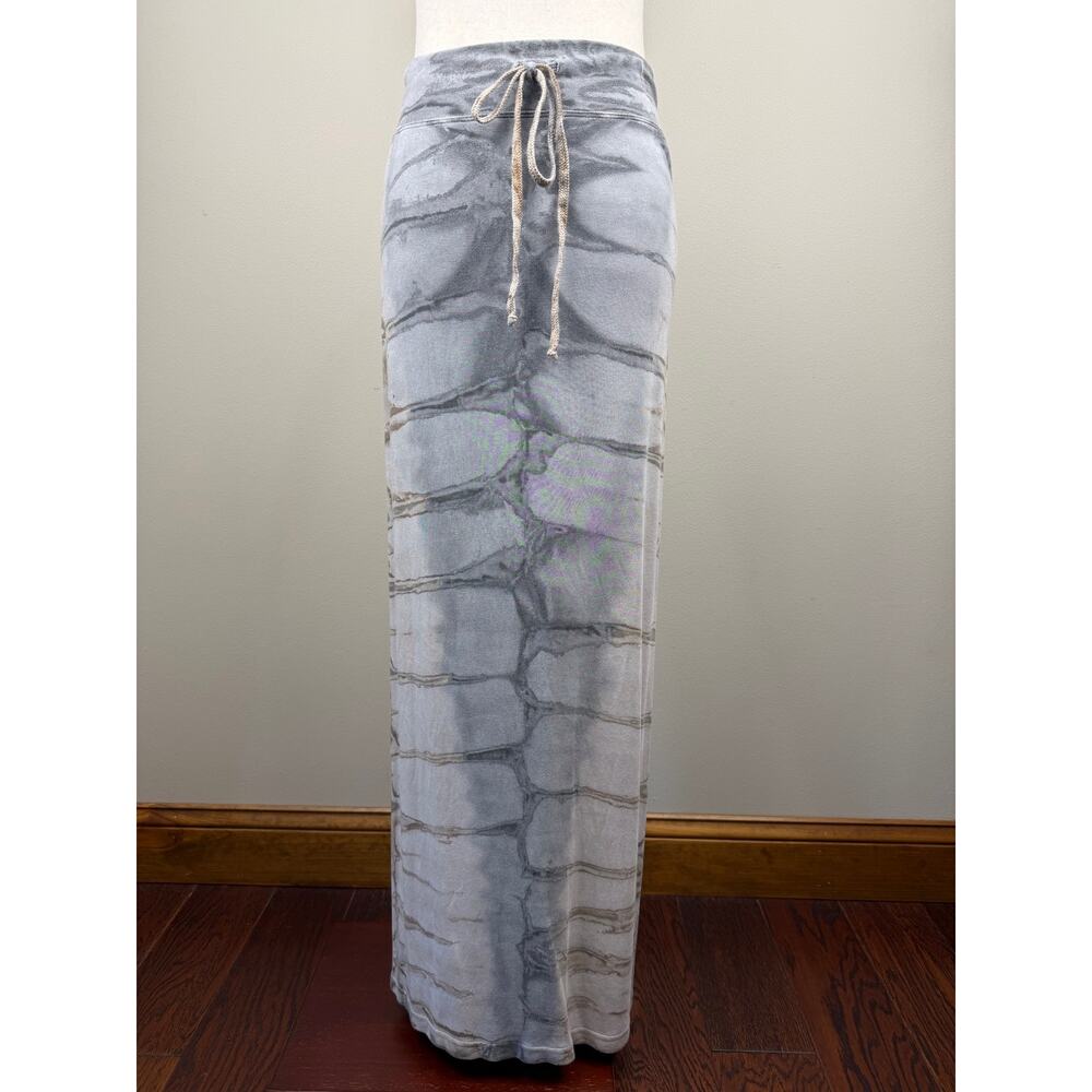 Hard Tail Tie Dye Double Layered Column Maxi Skirt Gray Beige Small S